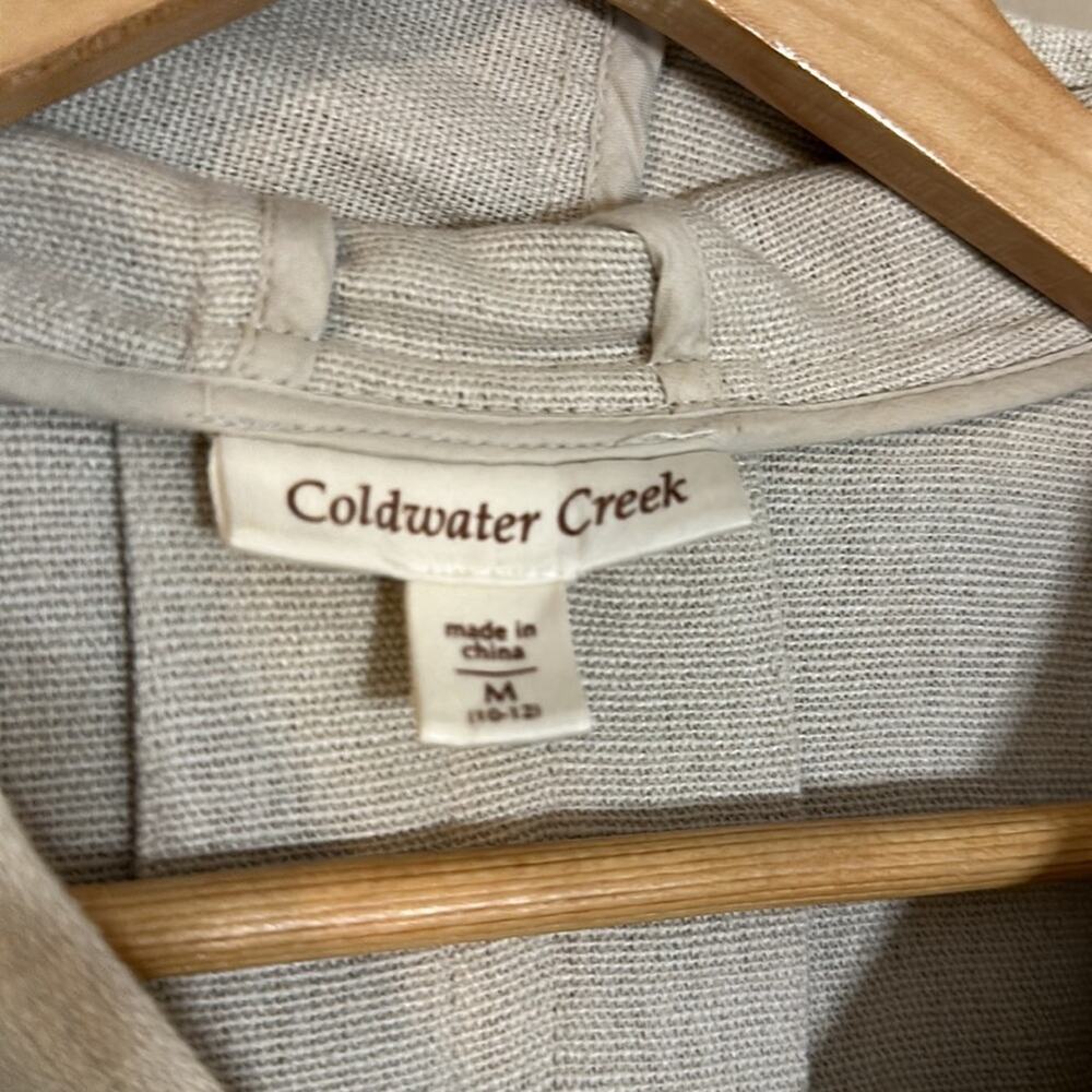 Coldwater Creek 100% Linen Hooded Swing Neutral Lagenlook Jacket Size M - Picture 7 of 7